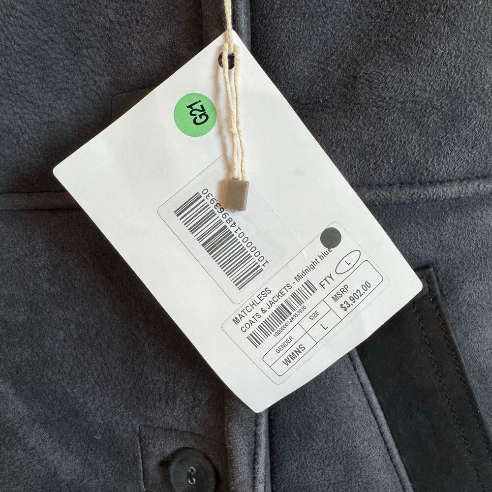 Matchless London Black Blue Suede Shearling Coat NWT Retail $3,900 L - Picture 5 of 12